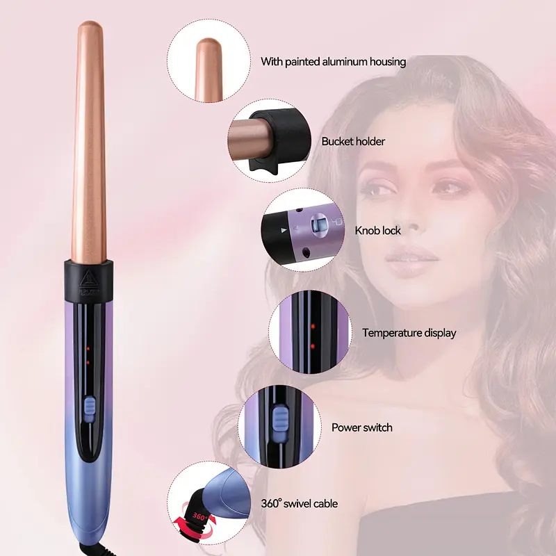 Professional 5-in-1 Curling Wand Set - Colorful Hair Curler Kit with 5 Barrel Sizes & Ionic Technology for Lasting Curls